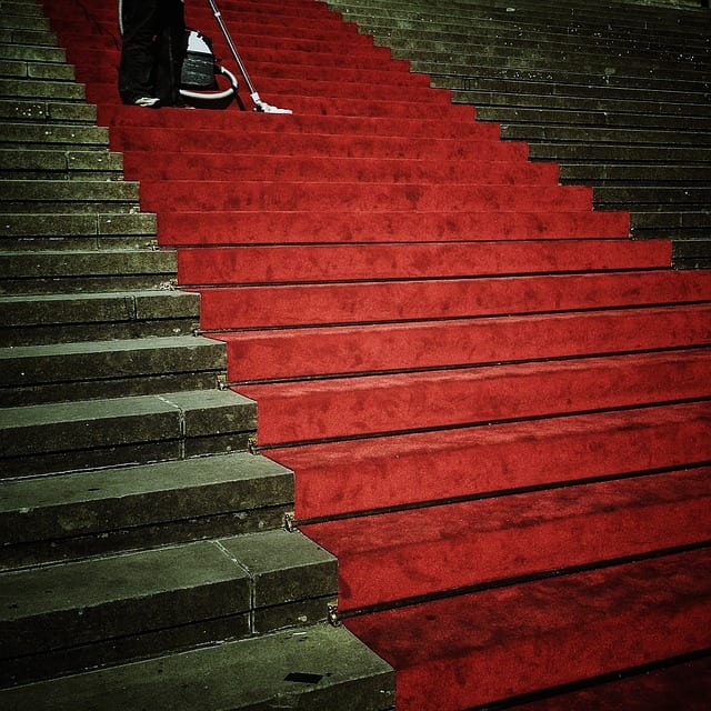 red carpet on stairs